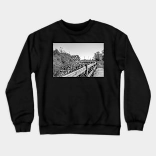 Wooden bridge over the canal in rural Norfolk Crewneck Sweatshirt